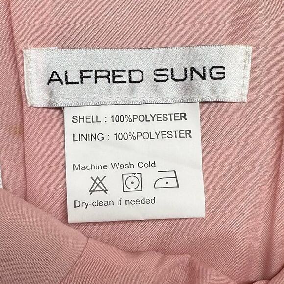 NWT | Alfred Sung | Sateen Twill Dress V-Neck w/ Pockets | Toasted Sugar | 2 - Picture 10 of 13